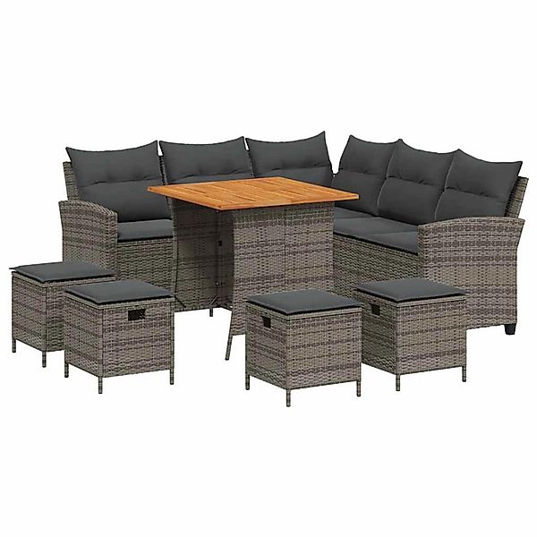 vidaXL 6-Tlg Garten-Sofagarnitur mit Kissen L-Form Grau Poly Rattan 3213541 günstig online kaufen