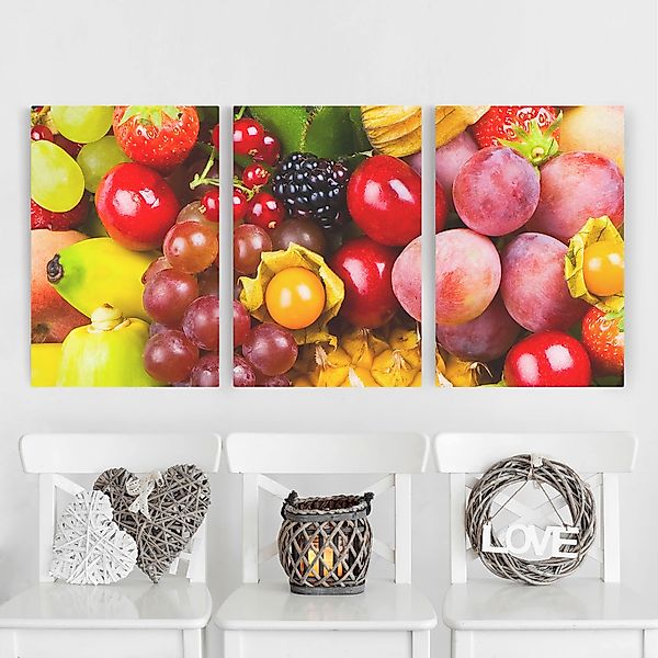 3-teiliges Leinwandbild - Querformat Colourful Exotic Fruits günstig online kaufen