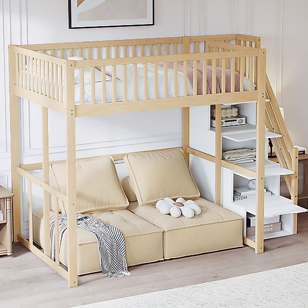 STILVORA Hochbett Kinderbett 140x200 mit Stauraum günstig online kaufen