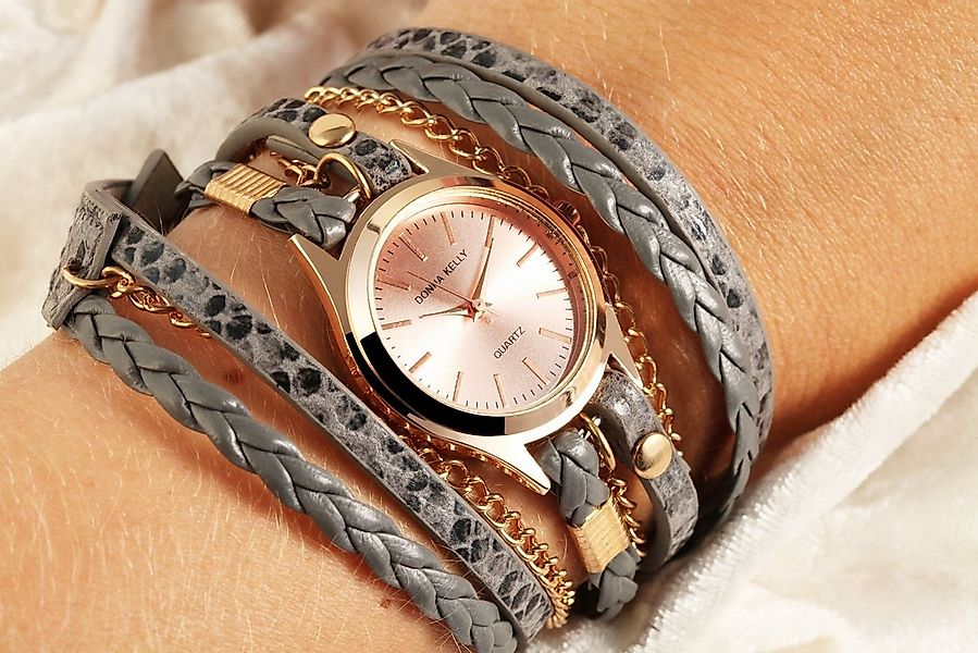 DONNA KELLY Quarzuhr DK0009 Donna Kelly Damenuhr mit Lederimitation-Wickela günstig online kaufen