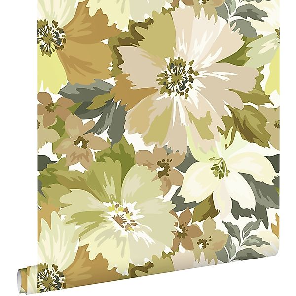 ESTAhome Tapete Blumen Olivgrün 50 X 900 Cm 131262 günstig online kaufen