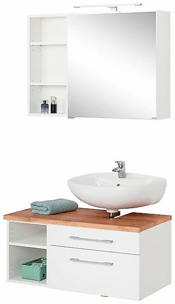 welltime Badmöbel-Set »Davos« 3 Stk. tlg. mit LED-Beleuchtung, Hängeschrank günstig online kaufen
