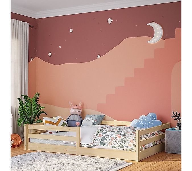 Bellabino Kinderbett Iskri mit Rausfallschutz und Lattenrost (natur, option günstig online kaufen