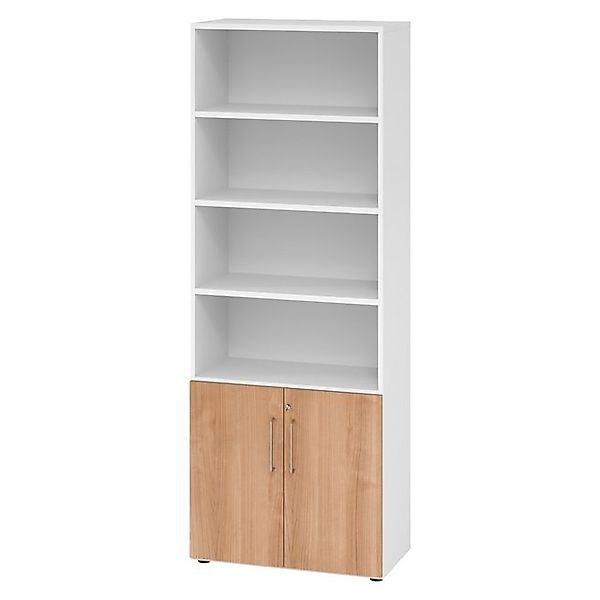 bümö Aktenschrank smart Kombischrank - 2 plus 4 Ordnerhöhen Dekor: Weiß/Nus günstig online kaufen