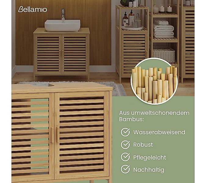 Bellamio Badmöbel-Set Newa aus Bambus, lackiert, (2er-Set, 1x Waschbeckenun günstig online kaufen