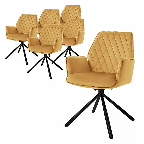ML-Design Esszimmerstühle 6Er Set Samt Senfgelb mit Arm- Rückenlehne Drehst günstig online kaufen