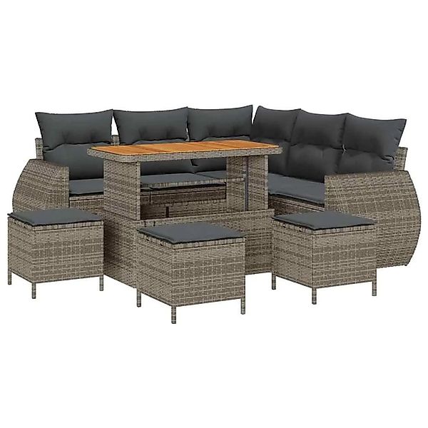 vidaXL Gartensofa-Set mit Kissen mit Speicher 9 Stk Grau Poly-Rattan 336383 günstig online kaufen