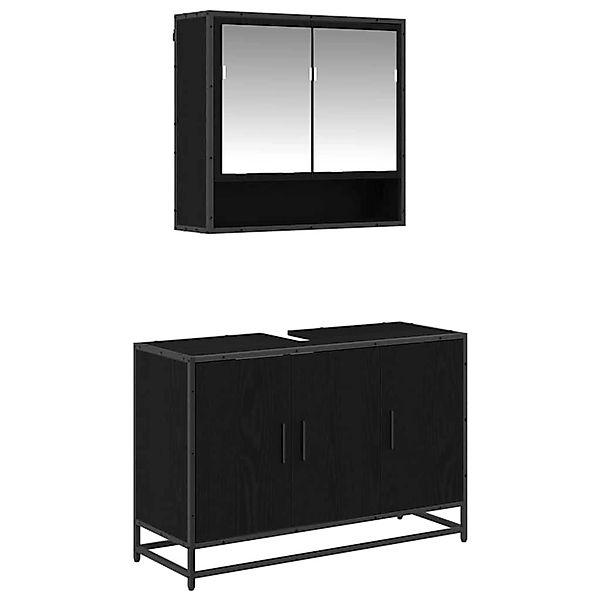 vidaXL Badezimmermöbel-Set 2-Tlg Schwarz Eichen-Optik Holzwerkstoff 3402389 günstig online kaufen