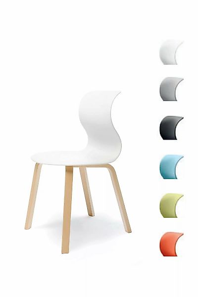 Pro 6 Stuhl - Gestell Buche warmgrey Universalgleiter Kunststoff günstig online kaufen