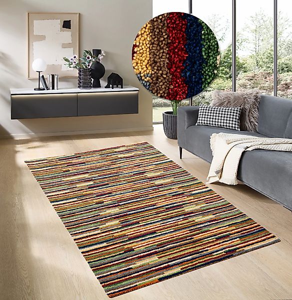 THEKO Wollteppich "Gabbeh Multi, Handgefertigt, Teppich, meliert, reine Wol günstig online kaufen