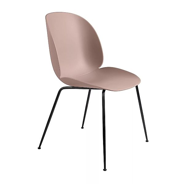 Gubi - Beetle Dining Chair Gestell schwarz - süßes pink/Sitzschale Polyprop günstig online kaufen