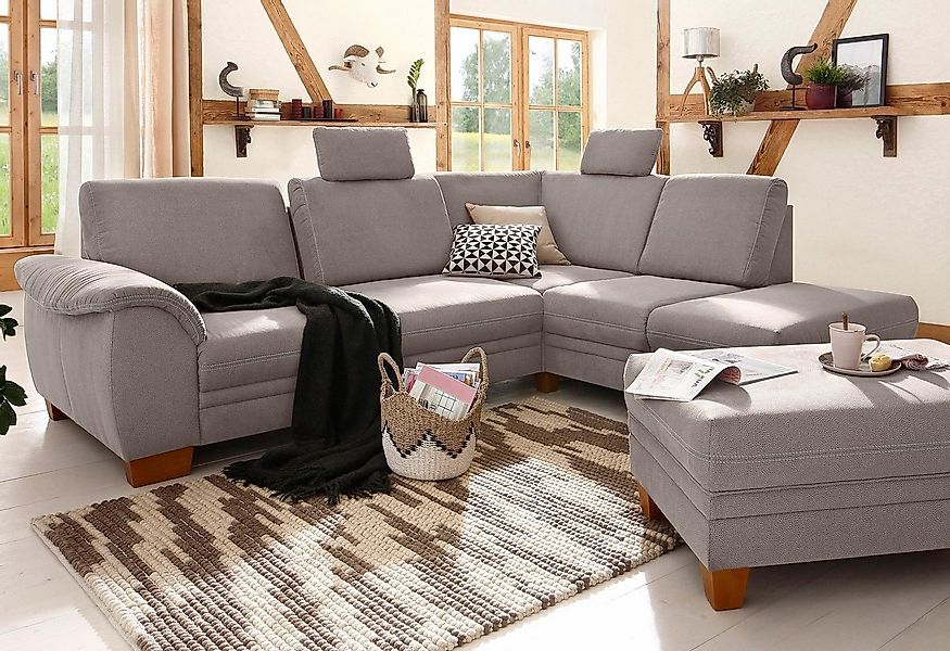 Home affaire Ecksofa Husum L-Form, mit Sitztiefenverstellung, Federkern-Pol günstig online kaufen