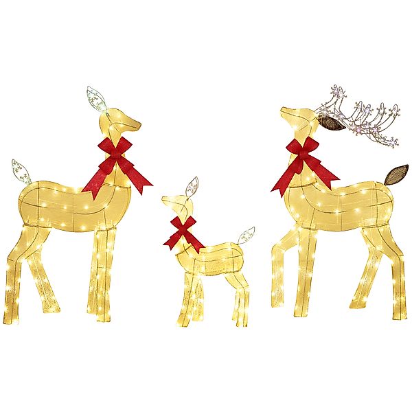 Outsunny LED Rentier Familie Weihnachtsdeko mit 242 RGB- und warmweißen LED günstig online kaufen