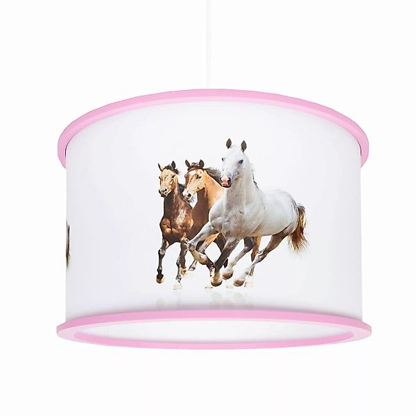 home24 Elobra Pendelleuchte Pferde 1-flammig Rosa Kunststoff Modern 40x40x2 günstig online kaufen