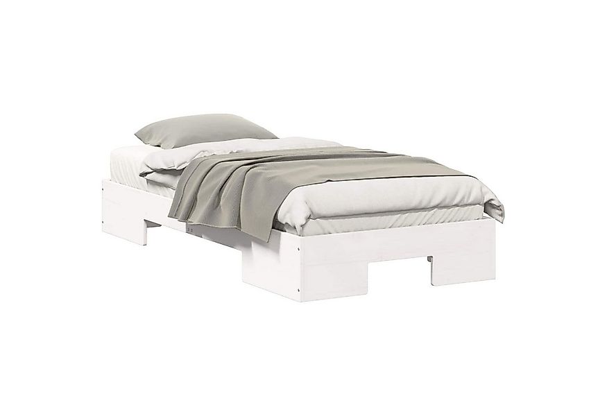 vidaXL Bett Bodenbettgestell Weiß 75 x 190 cm Massivholz Kiefer (1-tlg) günstig online kaufen