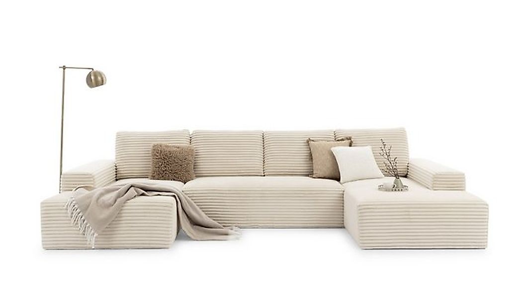 PROMETO Möbel Ecksofa Azzano U-Form, Sofa U-Form, Couch Breitcord Stoff Bei günstig online kaufen