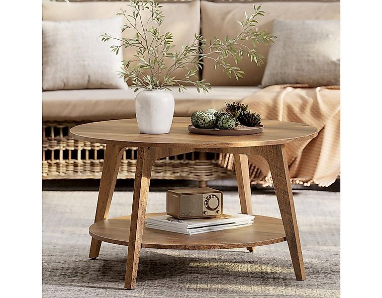 VASAGLE Couchtisch, Wohnzimmertisch 2 Ebenen, ∅80 x 45 cm, einfach zu monti günstig online kaufen