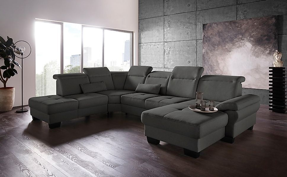 PLACES OF STYLE Wohnlandschaft »Cornwall U-Form« inkl. Sitztiefenverstellun günstig online kaufen