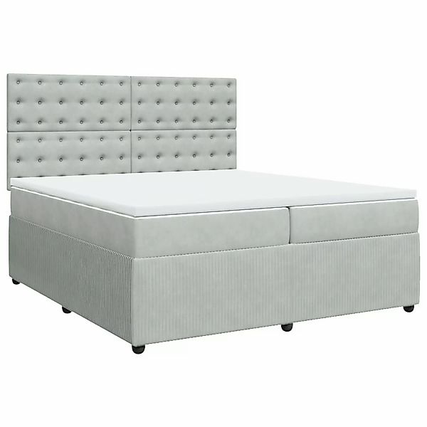 vidaXL Boxspringbett mit Matratze Hellgrau 200x200 cm Samt2102784 günstig online kaufen