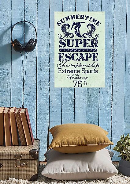 queence Metallbild "Surfer Escape", Schriftzüge-Schriftzug-Sprüche-Sprüche günstig online kaufen