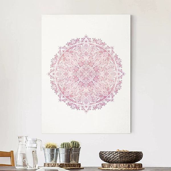 Leinwandbild Mandala Aquarell Rose Ornament rosa günstig online kaufen