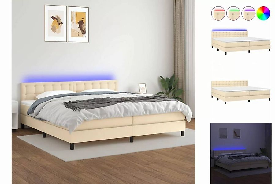 vidaXL Bettgestell Boxspringbett mit Matratze LED Creme 200x200 cm Stoff Be günstig online kaufen