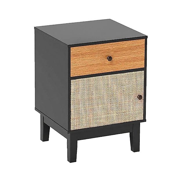 Costway Nachttisch Rattan 40 x 39 x 55 cm Schwarz günstig online kaufen