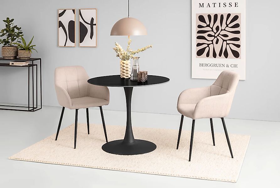 HELA Essgruppe "MOSEL" 3 Stk. tlg. Tisch 90x75 cm, Platte rund, gesinterter günstig online kaufen