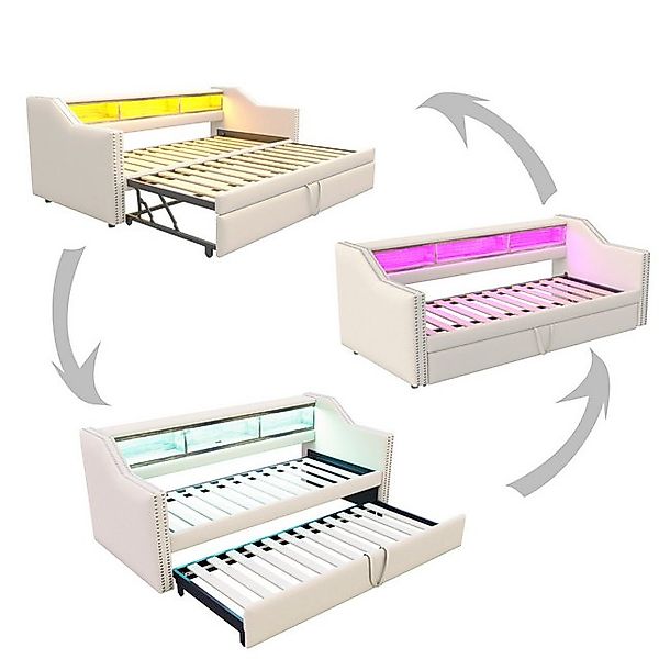 HAUSS SPOLE Schlafsofa 90/180x190 cm, Multifunktionales Staufach, LED-Licht günstig online kaufen
