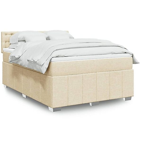 vidaXL Boxspringbett, Boxspringbett mit Matratze Creme 160x200 cm Stoff günstig online kaufen