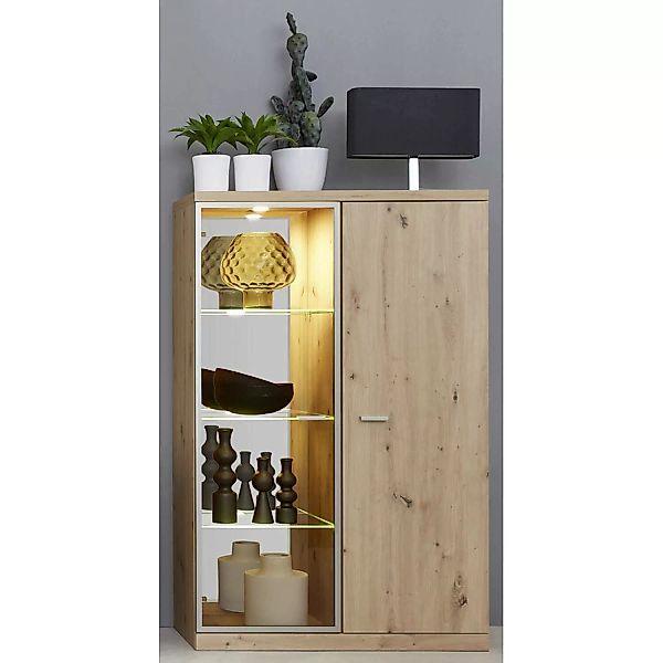 Glasvitrine Esszimmer ENNA-19 mit Spiegel Rückwand und LED Beleuchtung, B/H günstig online kaufen
