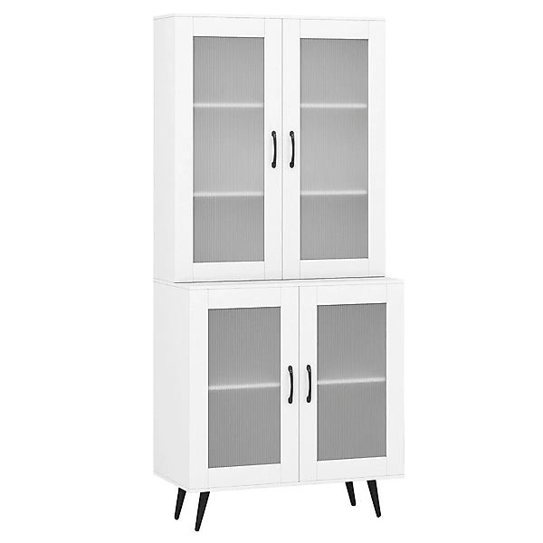 Costway Buffetschrank Standregal Hochschrank mit 4 Türen Weiß günstig online kaufen