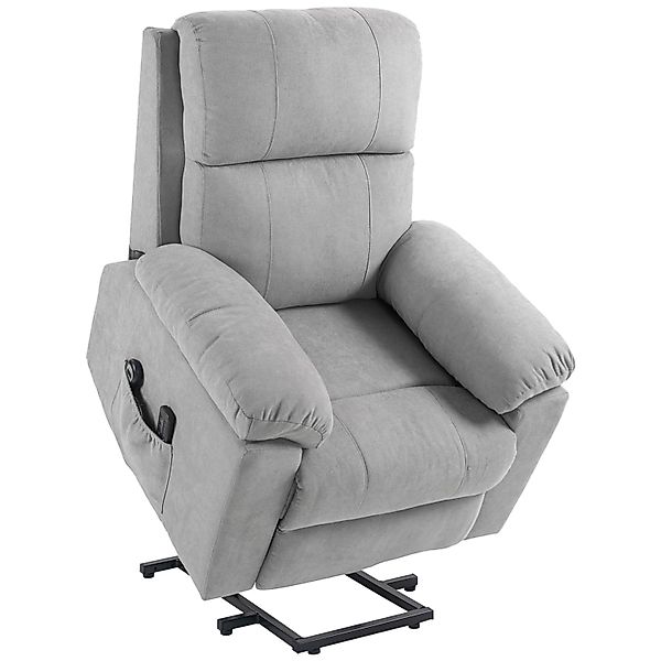 HOMCOM Sessel mit Aufstehhilfe Polyester Stahl Hellgrau 89L x 99B x 103H cm günstig online kaufen