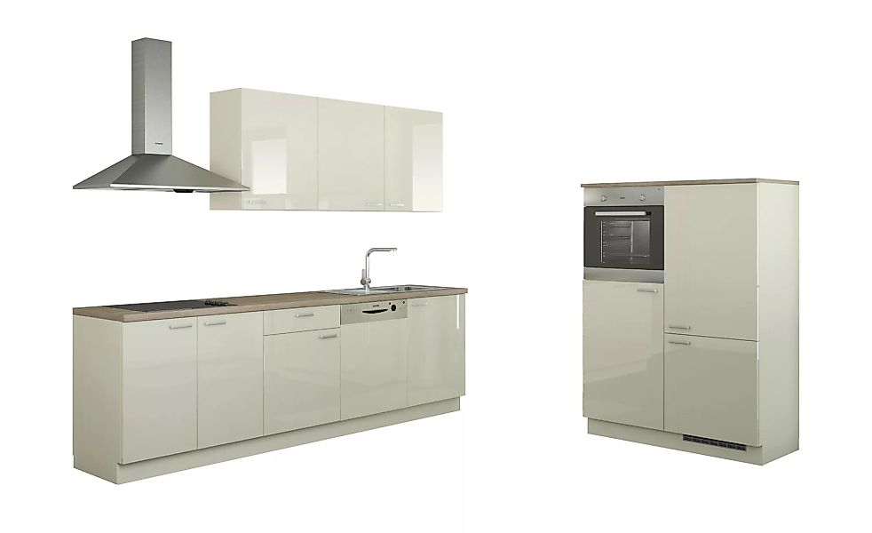 Küchenzeile mit Elektrogeräten - creme - 390 cm - Küchen > Küchenblöcke mit günstig online kaufen