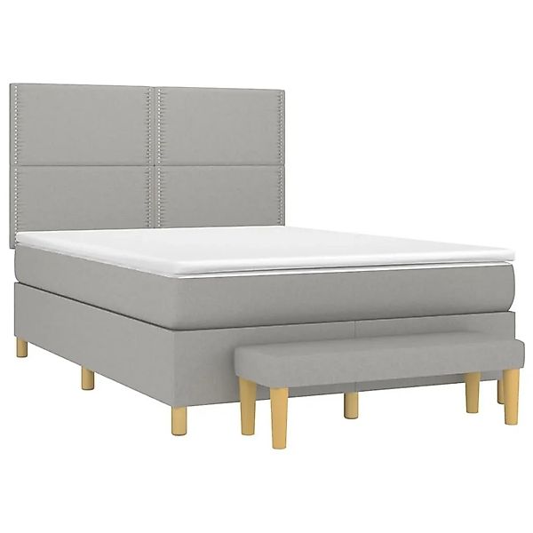 vidaXL Boxspringbett mit Matratze Hellgrau 140x190 cm Stoff 3137069 günstig online kaufen
