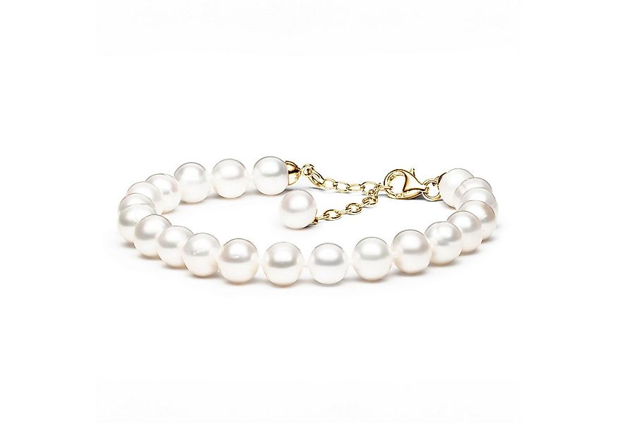 Gaura Pearls Perlenarmband Damen – Weiße Süßwasserperlen 8–9 mm • 19–22 cm günstig online kaufen