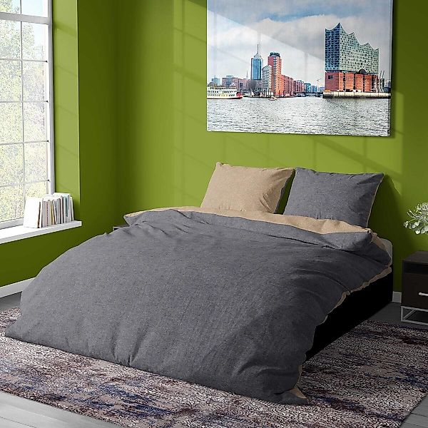 TRAUMSCHLAF Bettwäsche Melangebiber, Biber, 2 teilig, moderner Wende-Look f günstig online kaufen