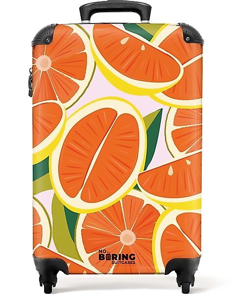 NoBoringSuitcases.com© Hartschalen-Trolley Rosa mit Orangen 55x35x20cm, günstig online kaufen
