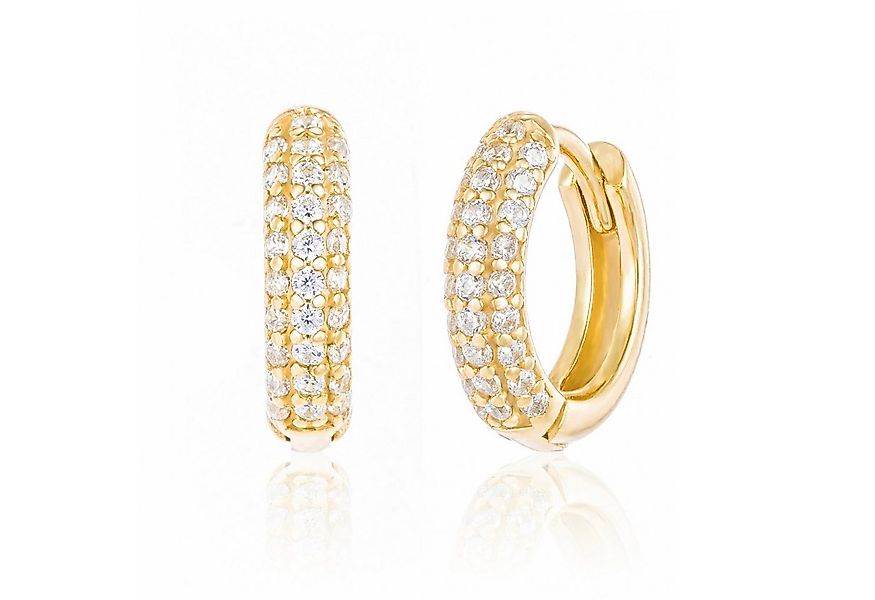 Brandlinger Paar Creolen Ohrringe Cartagena, Silber 925 vergoldet, Weiße Zi günstig online kaufen