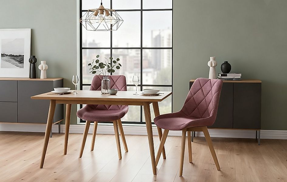 B&D home 4-Fußstuhl TANIA (2er Set, 2 St), Polster, Sitzschale, Holzbeine günstig online kaufen