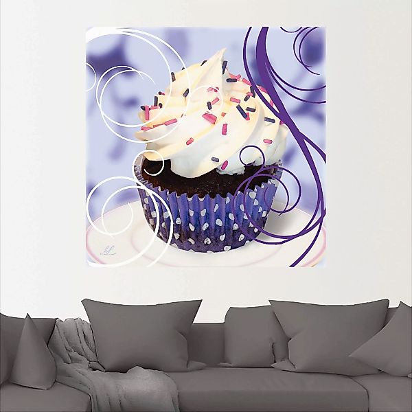 Artland Wandbild "Cupcake auf violett - Kuchen", Süßspeisen, (1 St.), als P günstig online kaufen