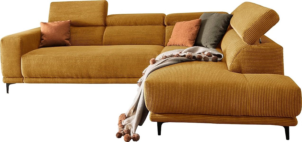 alina Ecksofa "Hikari", wahlweise mit Sitzvorzug, in modernem Cordstoff, Br günstig online kaufen