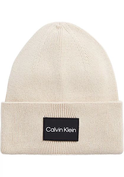 Calvin Klein Beanie "FINE COTTON RIB BEANIE", mit Logopatch günstig online kaufen
