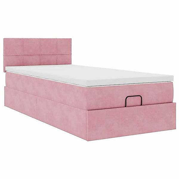 vidaXL Bett, Ottoman-Bett mit Matratze Rosa 100x200 cm Samt günstig online kaufen