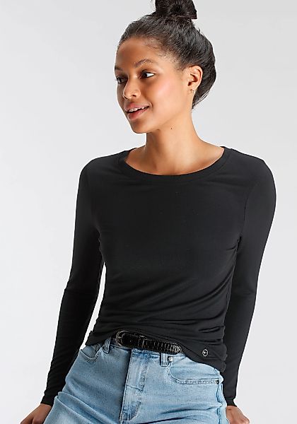 Tamaris Langarmshirt, langärmliges Basicshirt mit Rundhalsausschnitt günstig online kaufen