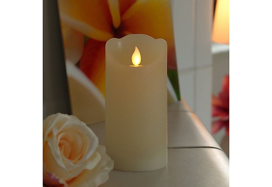 MARELIDA LED-Kerze mit beweglicher Flamme Echtwachs Rustik-Optik H: 15cm Ti günstig online kaufen