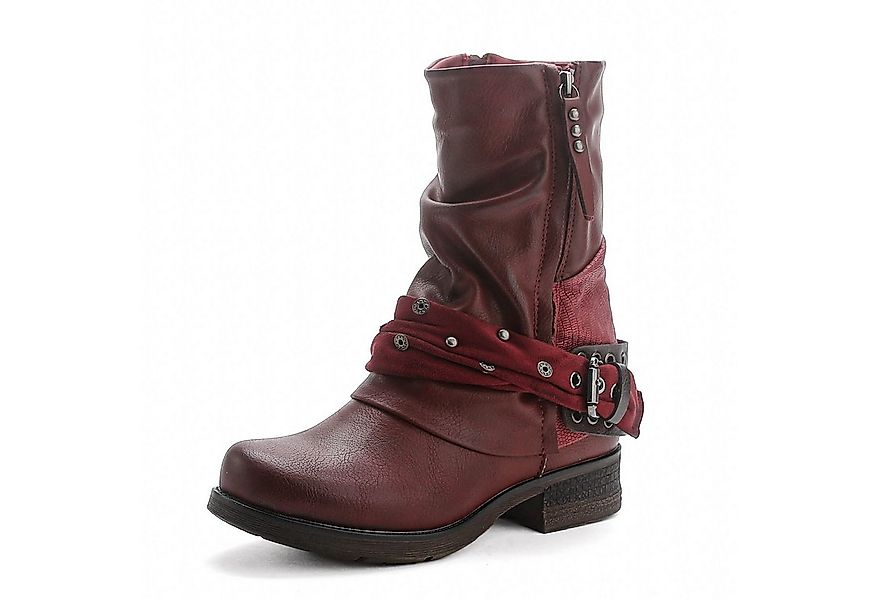 Pogolino ST04 Bikerboots Damen Biker Boots leicht gefüttert Nieten Stiefele günstig online kaufen