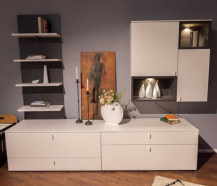 VENJAKOB Anbauschrank Wohnwand X1 Kombi X150-3736L Lack Schiefergrau Matt günstig online kaufen