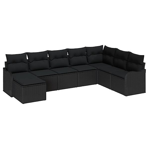vidaXL 8-Teiliges Garten-Sofa-Set mit Kissen in Schwarz aus Poly Rattan 335 günstig online kaufen