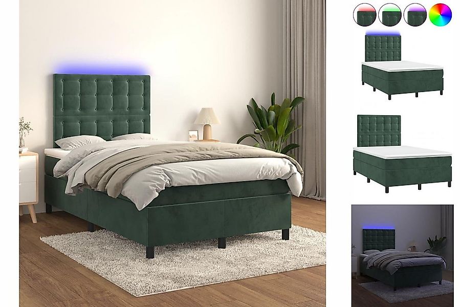 vidaXL Boxspringbett, Boxspringbett mit Matratze & LED Dunkelgrün 120x200 c günstig online kaufen